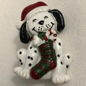 Dalmatian Puppy with Christmas Stocking Pin